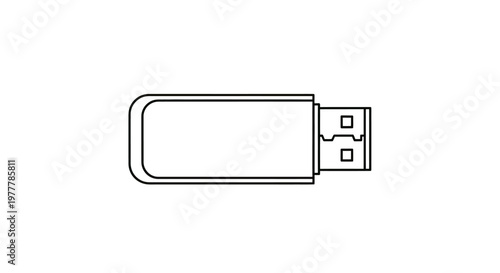 A minimalist line drawing of a USB flash drive, isolated on white