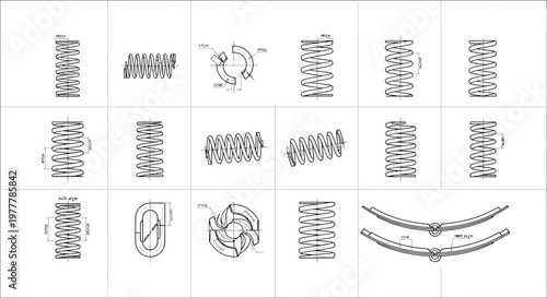 Collection of Spring Designs: Technical Drawings and Blueprints