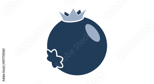 Stylized dark blue berry with light blue crown and highlight