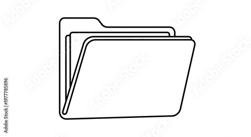 Black and white outline of a file folder with multiple layers
