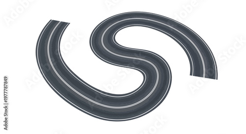 Abstract S-shaped road winding through abstract space, symbolizing journey and direction