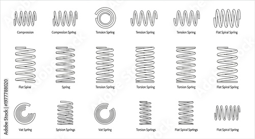 Collection of Various Spring Types and Designs - Engineering and Mechanical Components