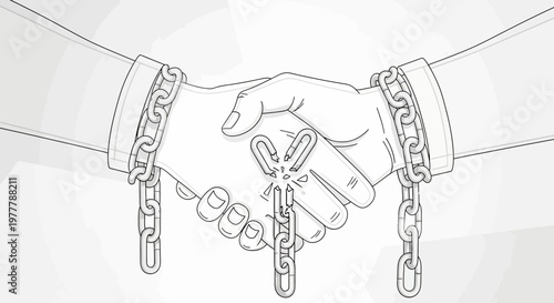 Breaking Chains: Handshake Symbolizing Freedom from Business Partnership Restrictions
