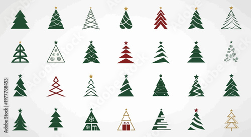 Collection of Festive Christmas Tree Icons: Modern & Traditional Designs
