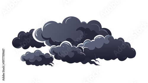 Interlocking Abstract Stylized Clouds with Dark Atmosphere