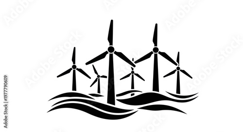 Offshore Wind Turbines Generating Clean Energy in the Ocean.