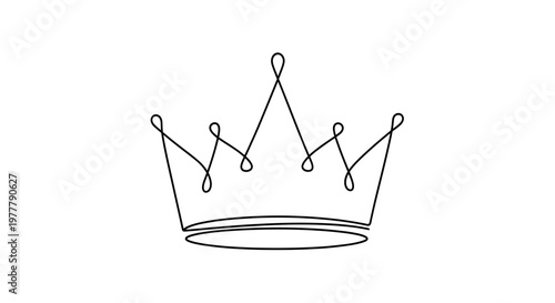 Minimalist crown outline, elegantly drawn with a single continuous black line