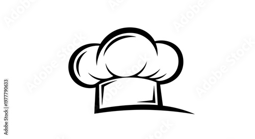 Stylized black chef's hat with curved brim on a white background