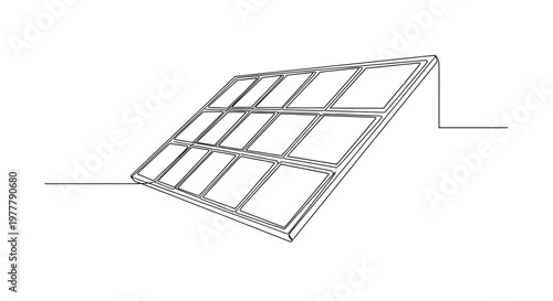 Angled, grid-like solar panel unit with a subtle tilt and a supportive bracket