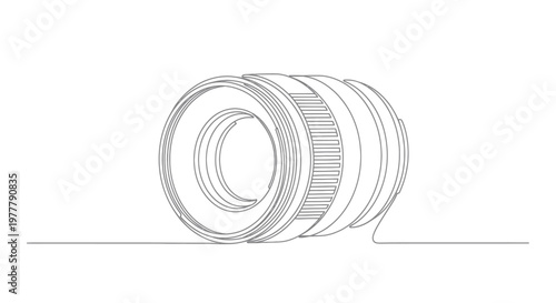 Minimalist line art of a camera lens