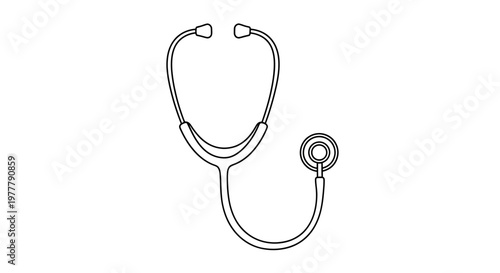 Outline illustration of a medical stethoscope on a white background