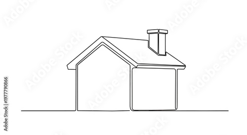Minimalist line drawing of a house with a chimney