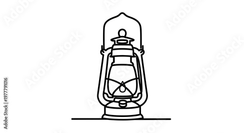 Black outline of an old-fashioned kerosene lamp on a white background