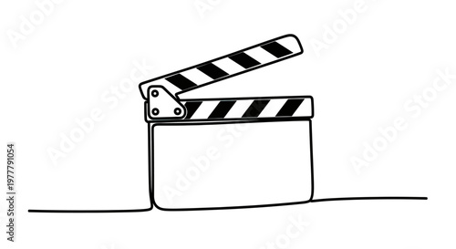 Black and white outline of a clapperboard with horizontal stripes