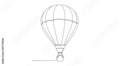 Minimalist line drawing of a hot air balloon with a basket