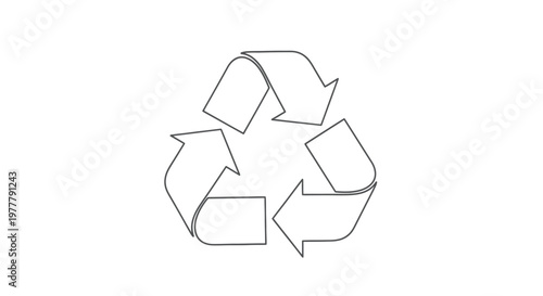 A simple, dark grey outline of the universal recycling symbol on a white background