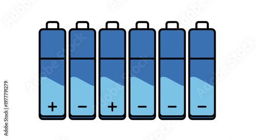 Blue batteries in a row.