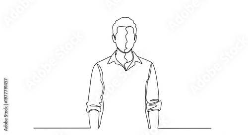 Minimalist line art portrait of a man in a collared shirt