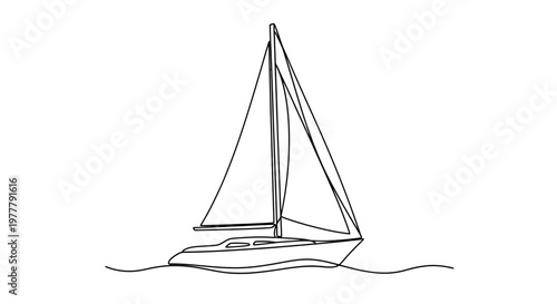 A minimalist line drawing of a sailboat gliding on calm waters