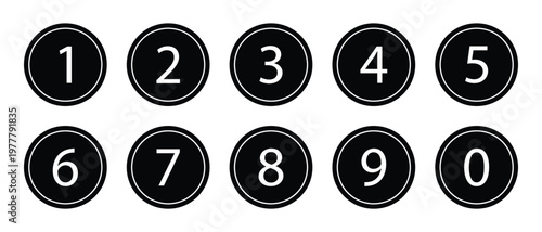 number icon set, colorful number icon set, circle and glossy number icon set.