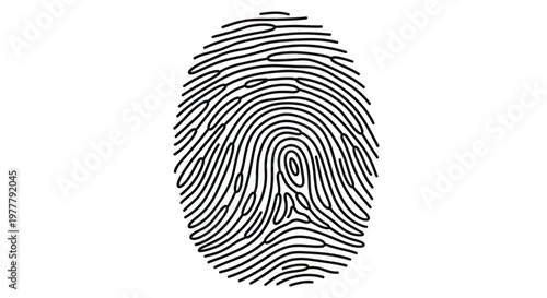 Simple black fingerprint outline against a stark white background