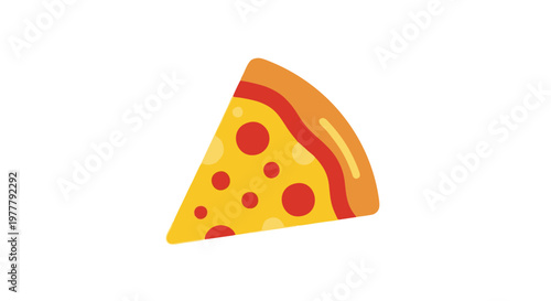 Delicious single slice of pepperoni pizza featuring a crispy crust illustrated in vibrant flat design.