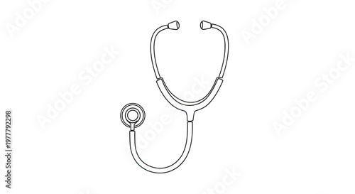 Simple black outline of a medical stethoscope on a white background