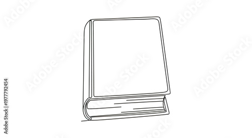 Minimalist illustration of a closed, hardbound book with its pages slightly fanned