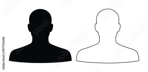 Black Silhouette and White Outline User Profile Icon Set Vector