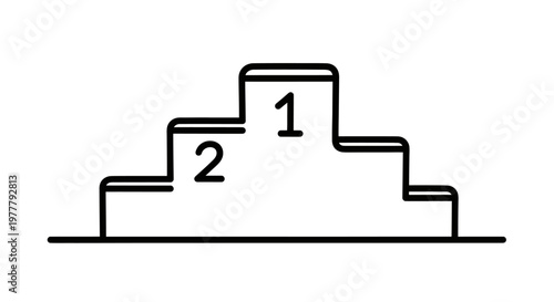 Minimalist line drawing of a tiered podium showing first and second place