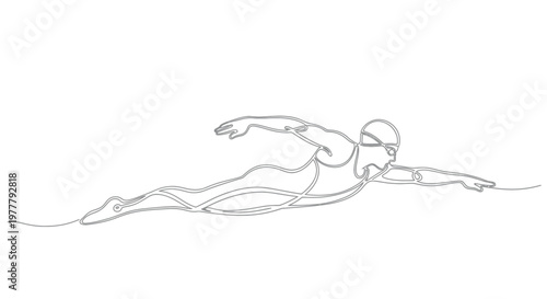 Minimalist line drawing of a person swimming the butterfly stroke