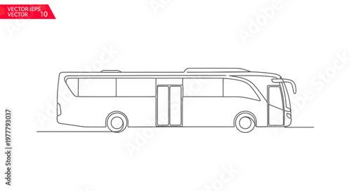 Detailed line art of a modern passenger bus in profile view