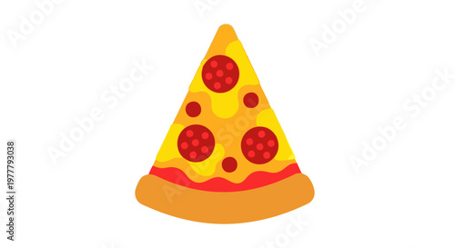 Single slice of delicious pepperoni pizza with melted cheese isolated on a clean white background