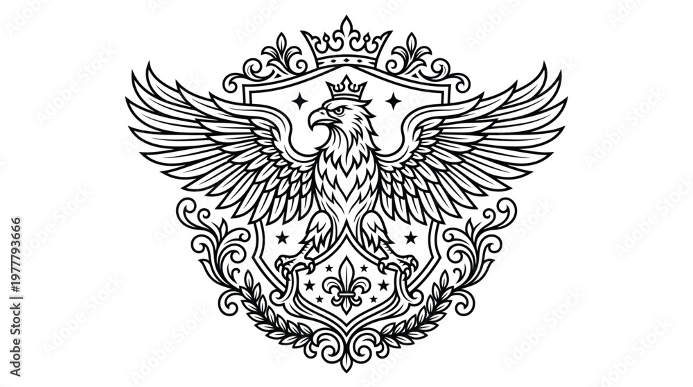 Fototapeta premium Eagle Bird with Crown Wings Spread.
