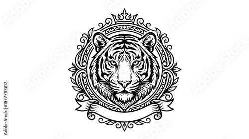 Detailed illustration of a tiger head.