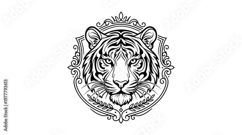 Detailed illustration of a tiger head.