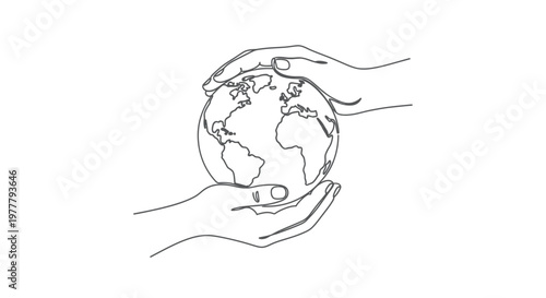 Two hands cradle and protect the fragile planet Earth