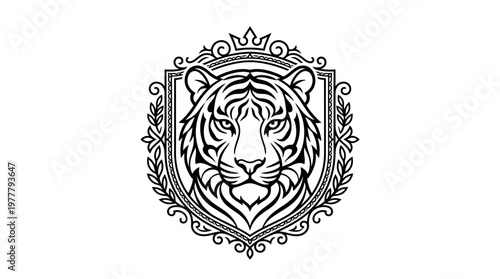 Detailed Tiger Head Illustration Closeup.