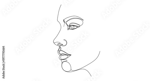 Abstract line art portrait of a woman's profile, minimalist