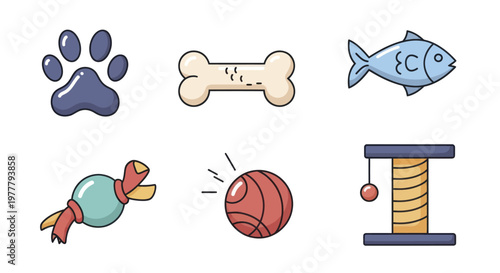 Collection of Pet Toys and Accessories for Cats and Dogs.