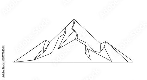 Sharp, geometric mountain range, black lines on white