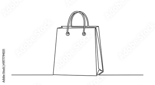 Simple line drawing of a shopping bag with handles and folds