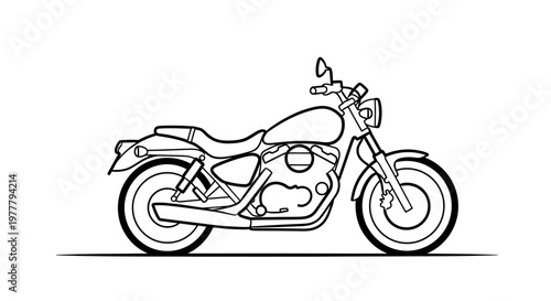 Line drawing of a classic motorcycle profile