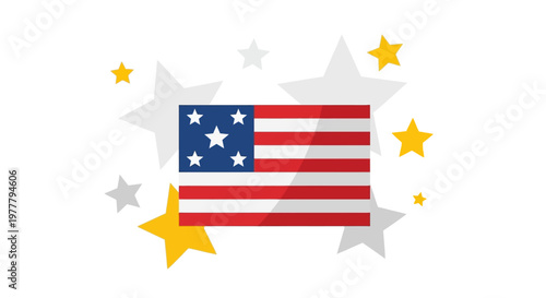 American Flag with Stars Background