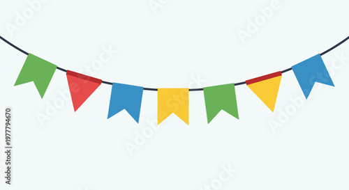 Colorful Bunting Flags on String - Party Decoration, Festival Celebration