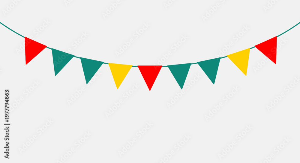 Obraz premium Colorful Triangle Bunting Flags Garland Festive Decoration