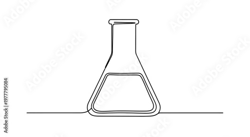 A minimalist line drawing of a laboratory flask containing a substance