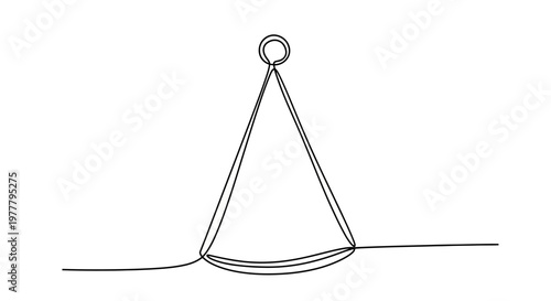 Minimalist line art of a suspended triangular object with a loop