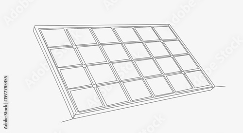 A simple line drawing of a solar panel with 20 individual photovoltaic cells