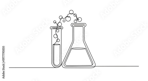 A line drawing shows a test tube and flask bubbling, suggesting a chemical reaction